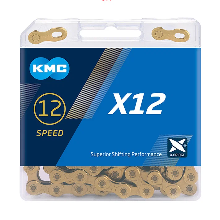 KMC Fahrrad Kette X12 Ti-N 12-fach gold 126 Glieder, 1/2" x 11/128"