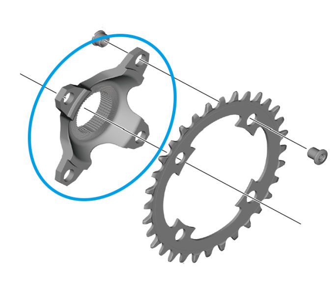 4-Arm Adapter für SHIMANO E-BIKE SYSTEMS Kettenblatt CR-EM800