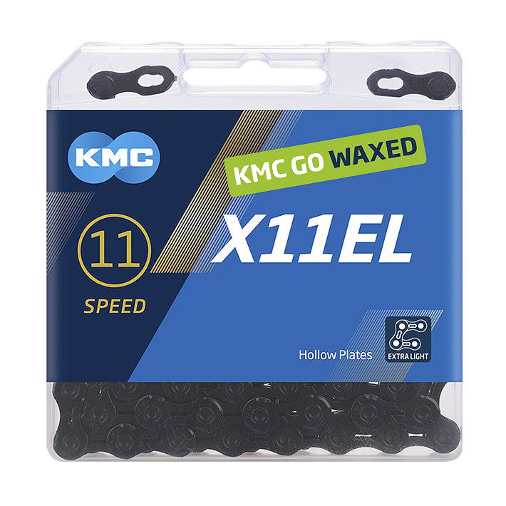 KMC Fahrrad Kette X11EL BlackTech WAXED 11-fach blacktech 118 Glieder, 1/2" x 11/128"