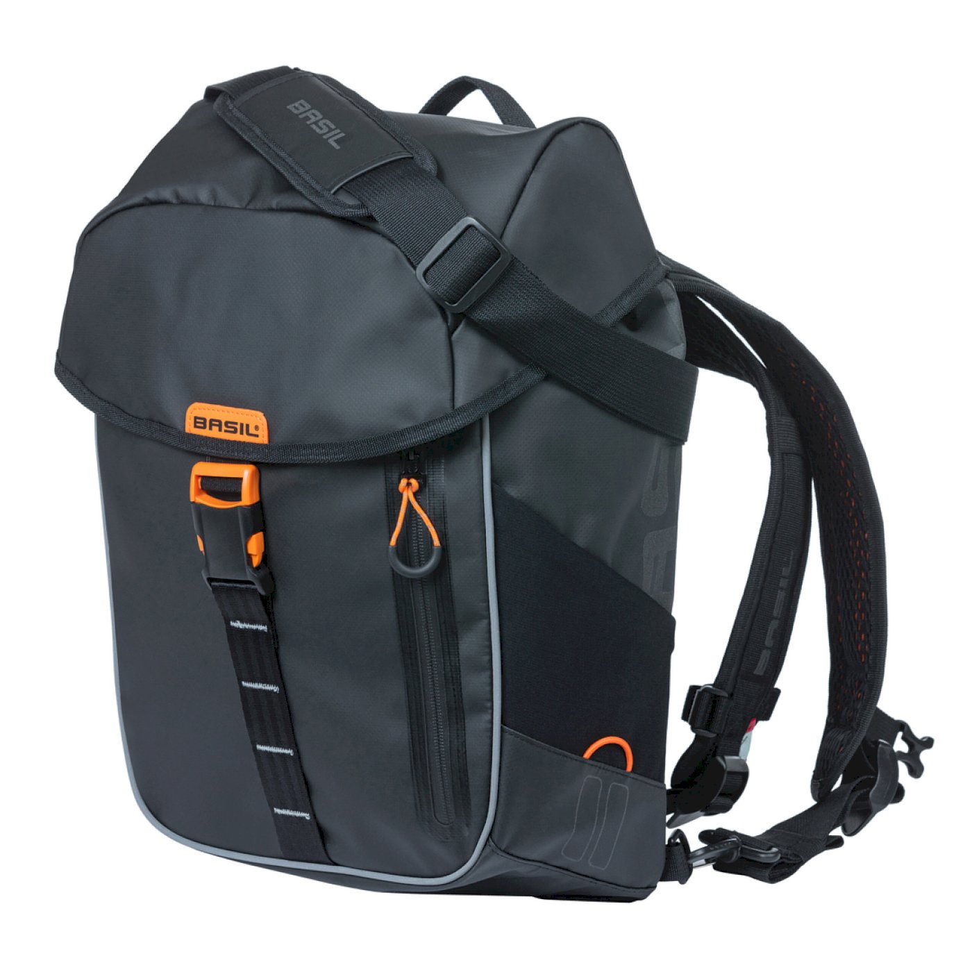 Basil Einzeltasche Miles Tarpaulin schwarz orange