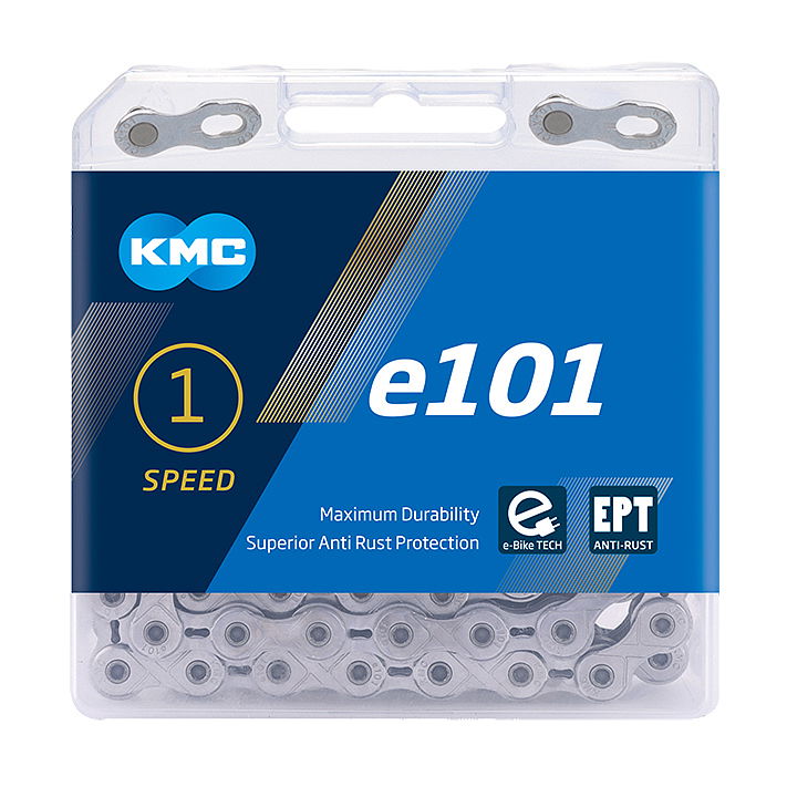 KMC E-Bike Kette e101 EPT Nabenschaltung silber 112 Glieder, 1/2" x 1/8"