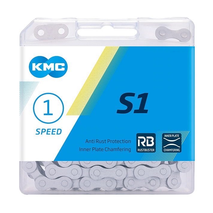 KMC Fahrrad Kette S1 Wide RB Nabenschaltung matt silber 112 Glieder, 1/2" x 1/8