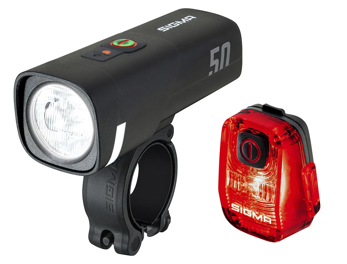 SIGMA LED Akkuleuchten Set AURA 50 / HIRO 10 Set schwarz