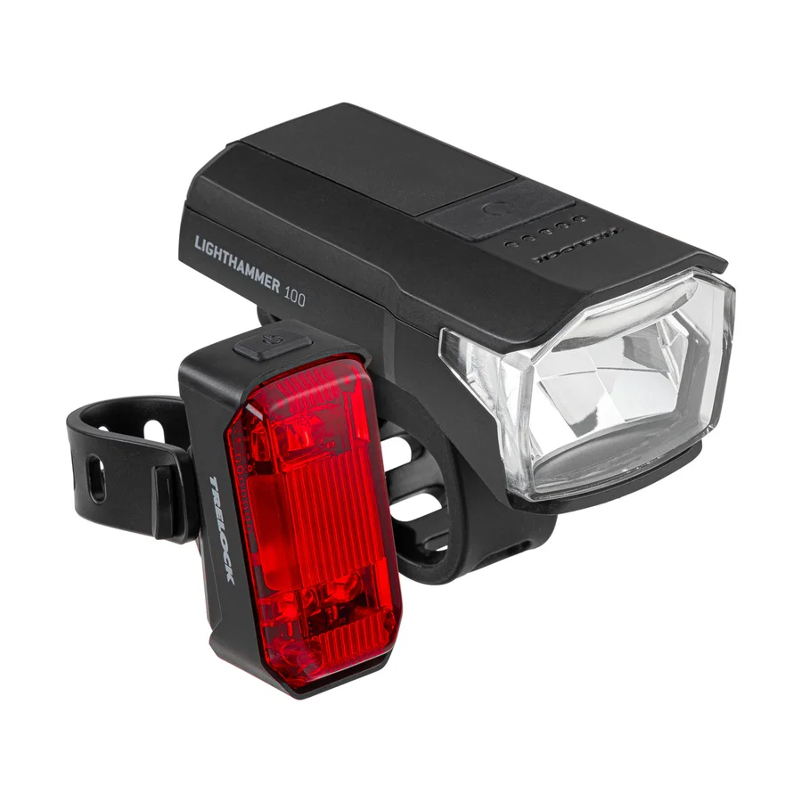 TRELOCK LED Akkuleuchten Set Lighthammer 100 Lux  schwarz