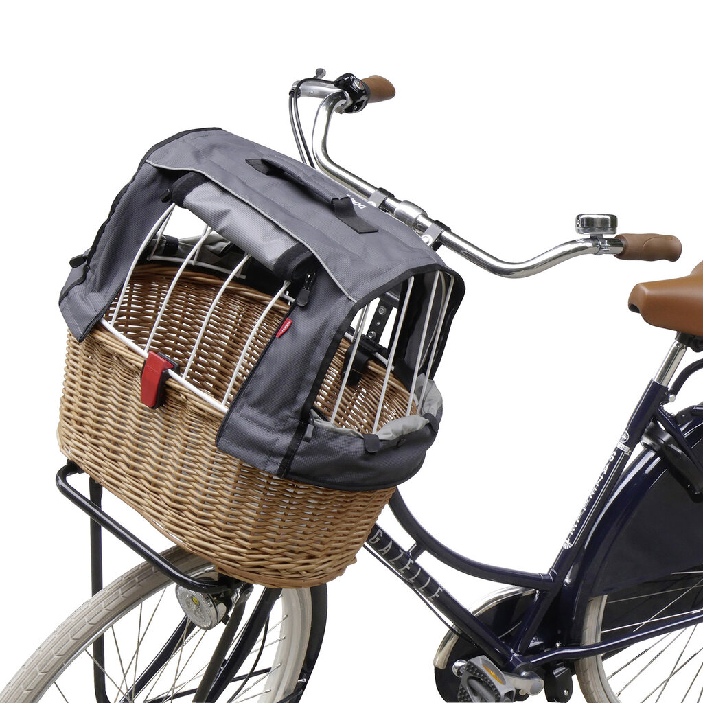 KLICKfix Doggy Basket Tierkorb mit KLICKfix KorbKlip 2 Adapter, inkl. Wetterschutz braun