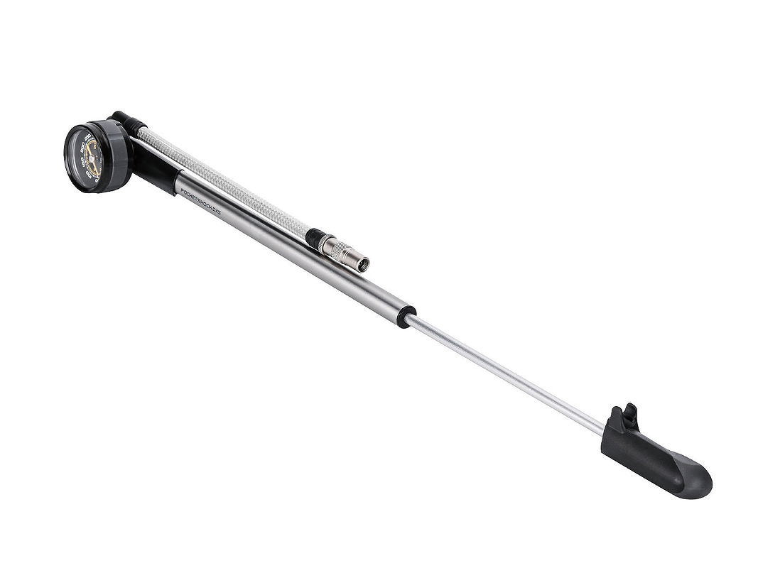 Topeak Handpumpe Pocket Shock DXG XL mit Stahlflex-Schlauch silber 24,8 bar / 360 PSI