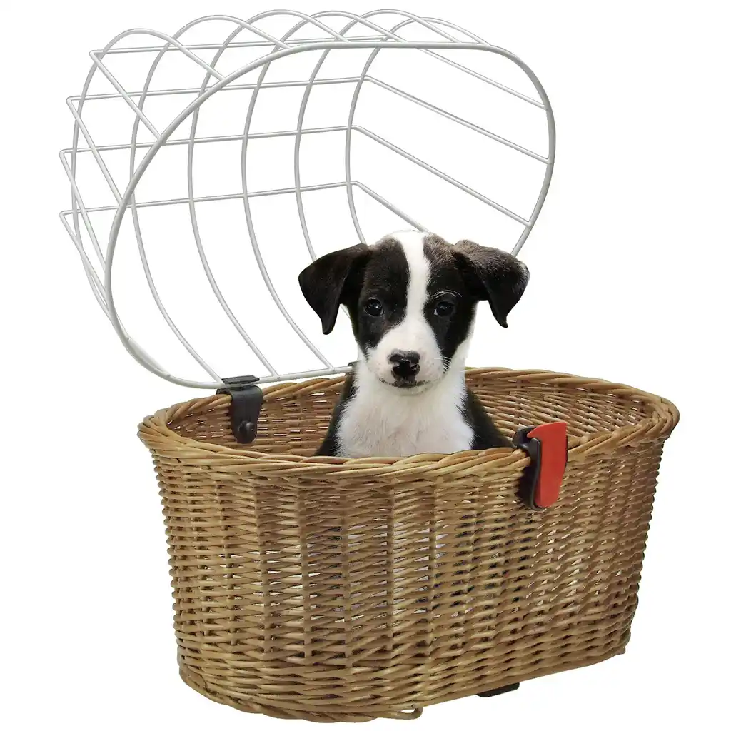 KLICKfix Doggy Basket Tierkorb mit KLICKfix Bodenkupplung für Racktime Gepäckträger braun