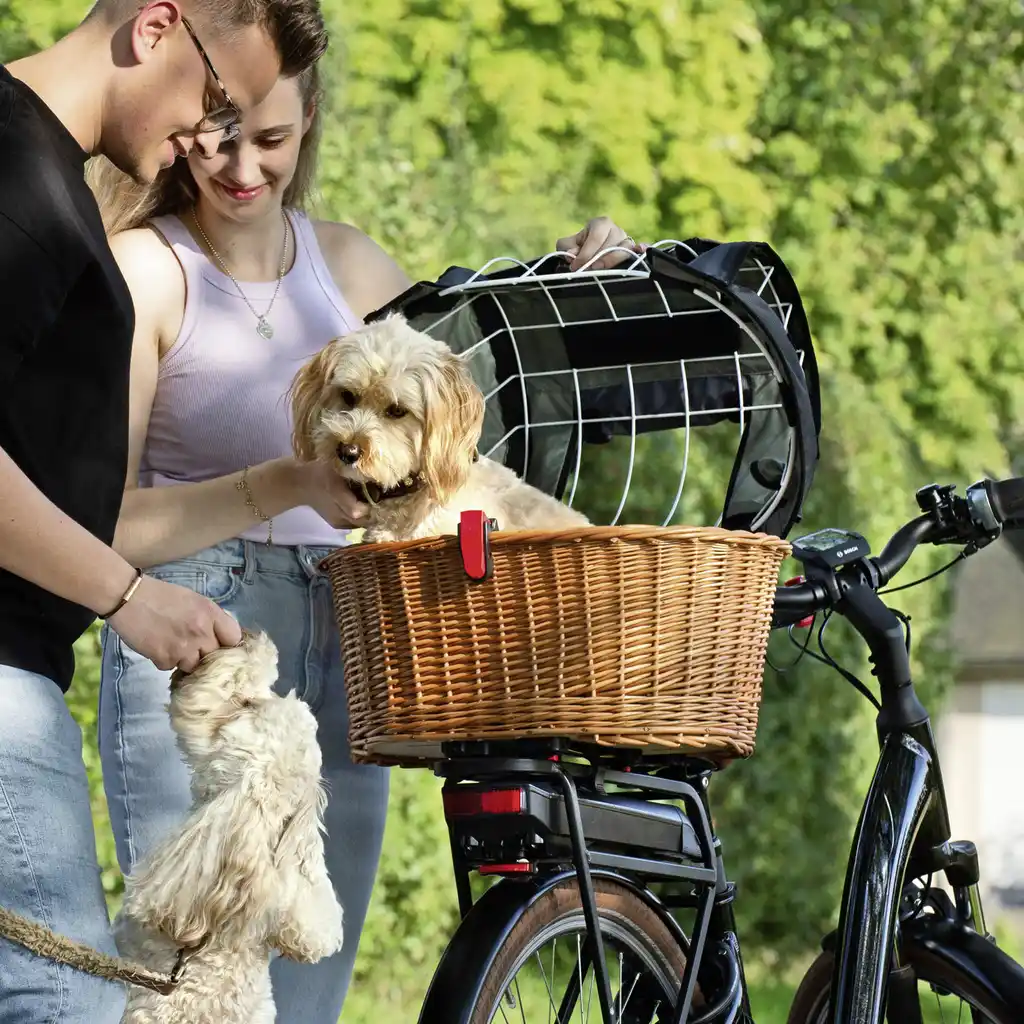 KLICKfix Tierkorb Doggy Basket mit KLICKfix Bodenkupplung für GTA Adapter, inkl. Wetterschutz braun