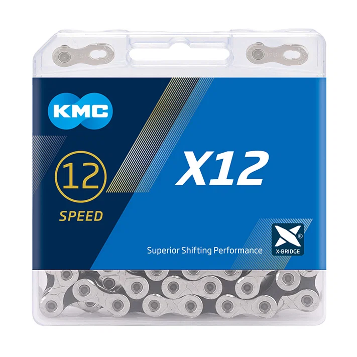 KMC Fahrrad Kette X12 12-fach silber/schwarz 126 Glieder, 1/2" x 11/128"