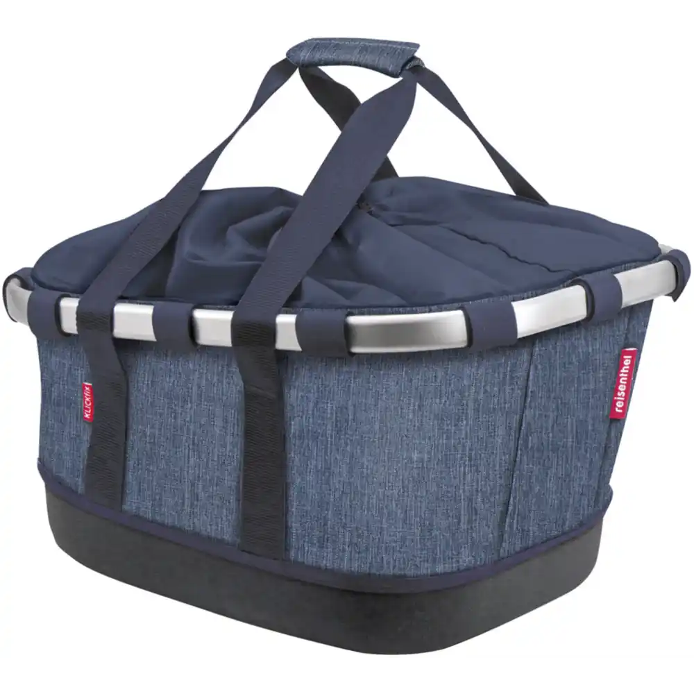 KLICKfix Reisenthel Bikebasket GT mit KLICKfix Bodenkupplung für Racktime Gepäckträger twist blue Gepäckträgerkorb