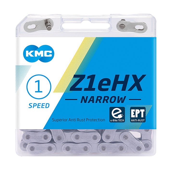KMC E-Bike Kette Z1eHX Narrow EPT Nabenschaltung silber 128 Glieder, 1/2" x 3/32"