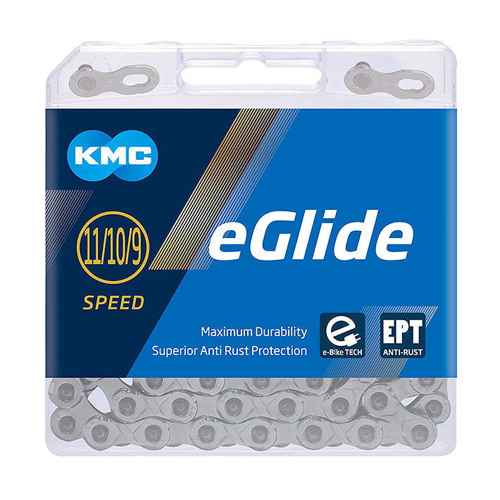 KMC Fahrrad Kette eGlide EPT 9/10/11-fach silber 118 Glieder, 1/2" x 11/128"