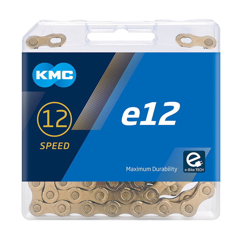 KMC E-Bike Kette e12 Ti-N 12-fach gold 130 Glieder, 1/2" x 11/128"