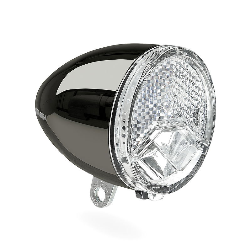AXA E-Bike LED Scheinwerfer 606 6-48 V  dark chrome 15 Lux  SB-Karte