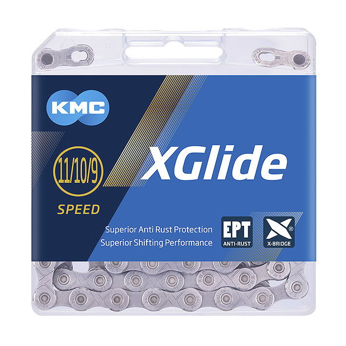KMC Fahrrad Kette X-Glide EPT 9/10/11-fach grau 118 Glieder, 1/2" x 11/128"