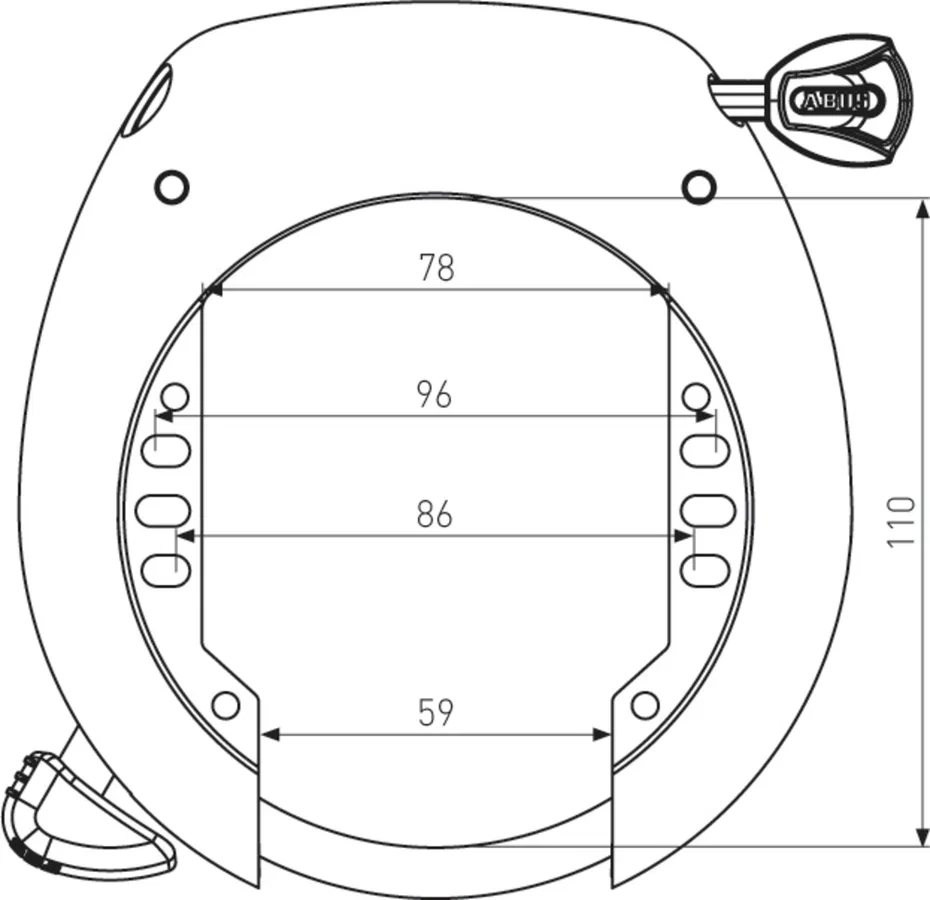 ABUS Rahmenschloss SHIELD XPlus™ 5755L R black 78 mm schwarz