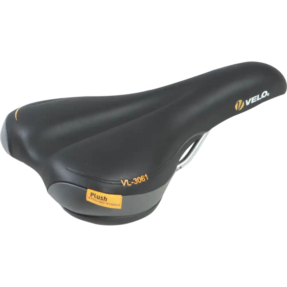Velo Plush Trekkingsattel Herren  schwarz / grau/gelb