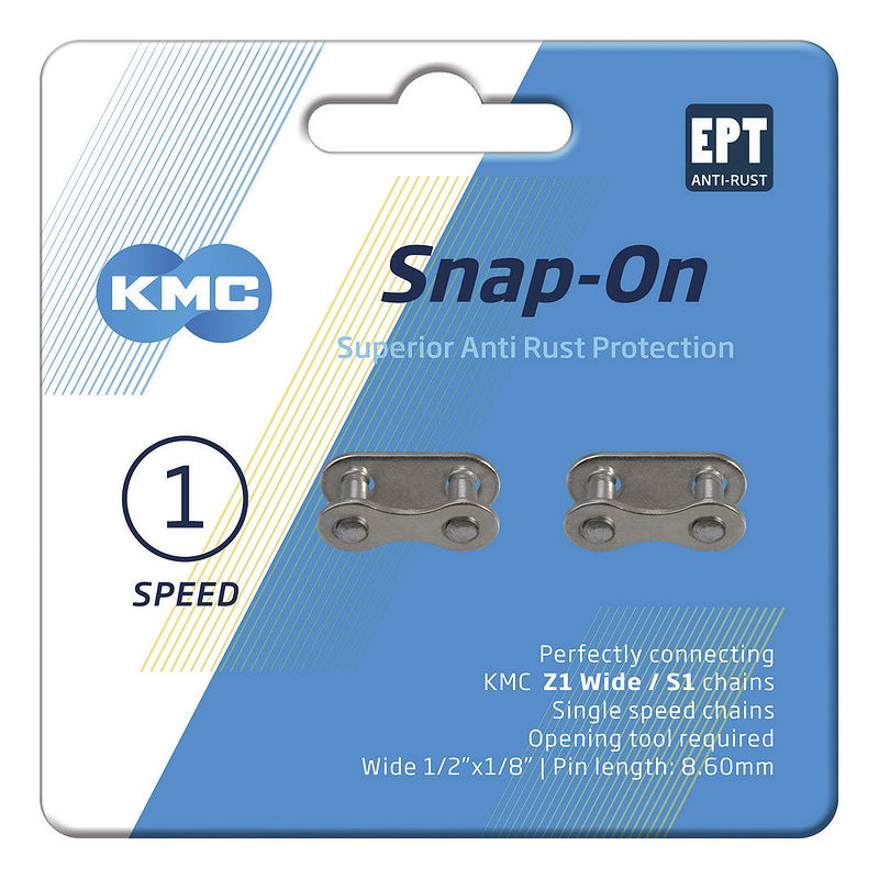 KMC Kettenverschlussglied Snap-On EPT Nabenschaltung (8,6 mm) silber  1/2" x 1/8"