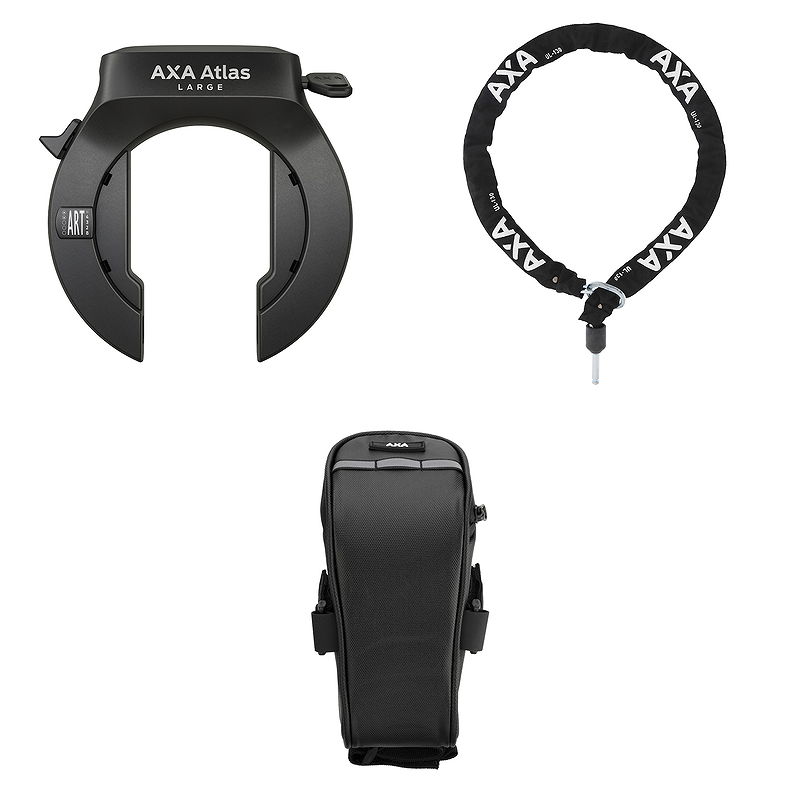 AXA Rahmenschloss Set Atlas NAZ inkl. Kette ULC (130 cm) und Tasche 58 mm schwarz
