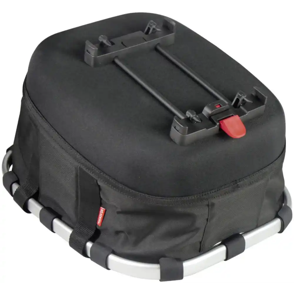 KLICKfix Reisenthel Bikebasket GT Gepäckträgerkorb mit KLICKfix Bodenkupplung für Racktime Gepäckträger schwarz / silber