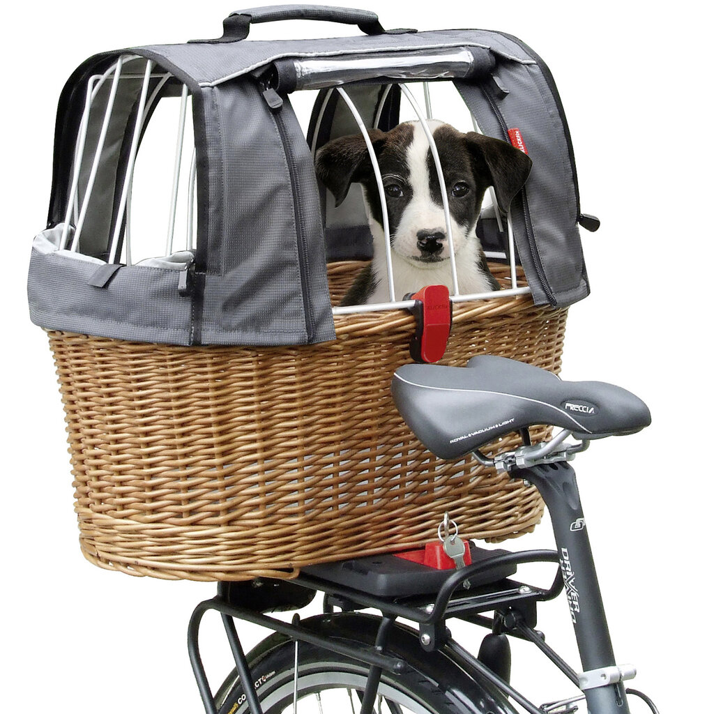 KLICKfix Tierkorb Doggy Basket mit KLICKfix Bodenkupplung für GTA Adapter, inkl. Wetterschutz braun