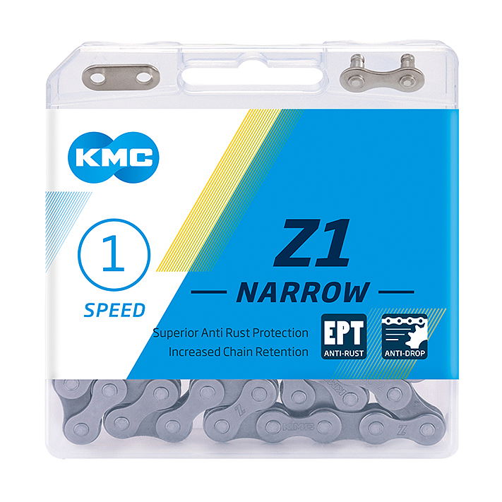 KMC Fahrrad Kette Z1 Narrow EPT Nabenschaltung silber 112 Glieder, 1/2" x 3/32"