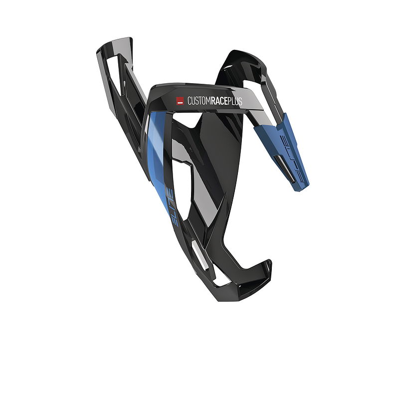 Elite Flaschenhalter Custom Race Plus  schwarz glossy, Graphik blau