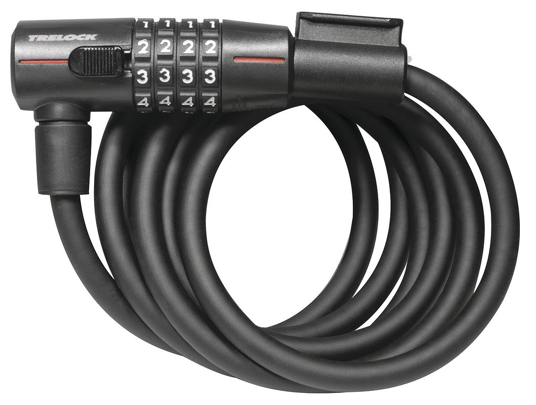 TRELOCK Zahlen-Spiralkabelschloss SK 312 Code 12 mm schwarz 180 cm