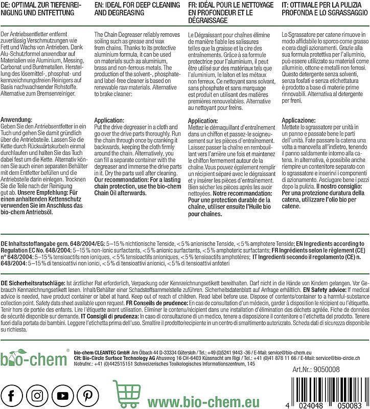 bio-chem Kettenreiniger Antriebsentfetter 750 ml Sprühflasche