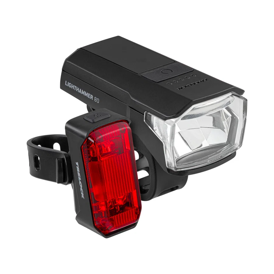 TRELOCK LED Akkuleuchten Set Lighthammer 80 Lux  schwarz